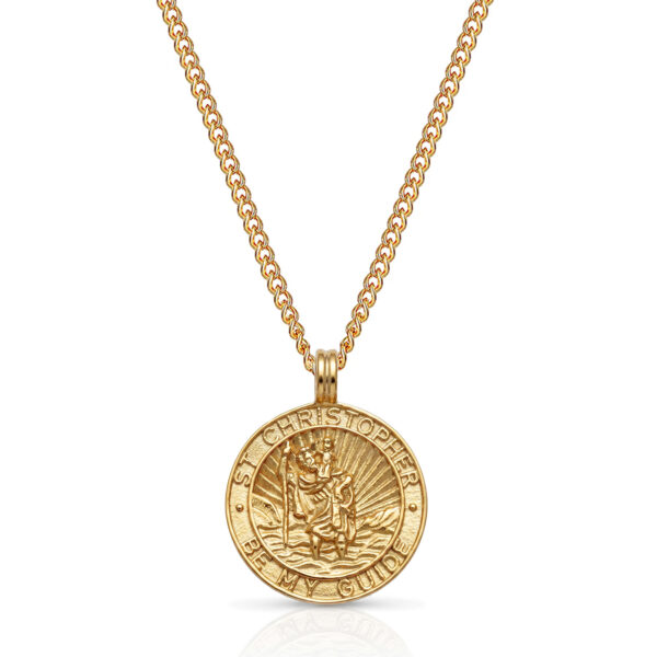 St Christopher Guidance Necklace - Gold Steel-N7919250208-YGP-Hero