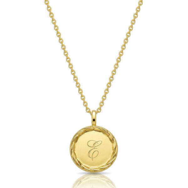 Wreath Initial Necklace - Gold-SP21846A-YGP-Back