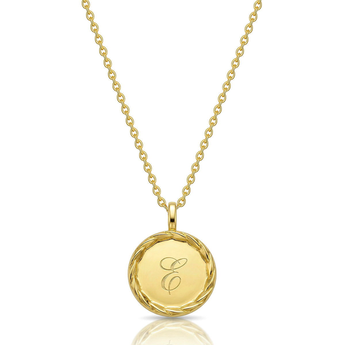 Wreath Initial Necklace - Gold-SP21846A-YGP-Back